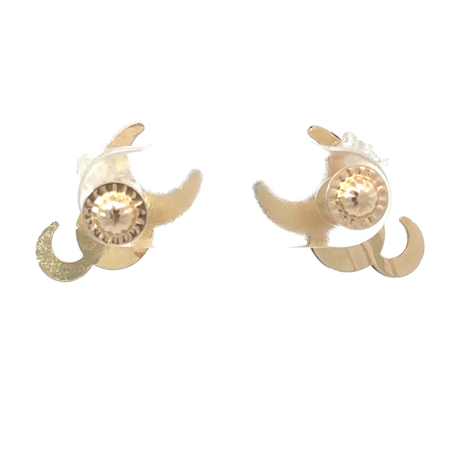 Minimalist gold moon earrings with stud backing