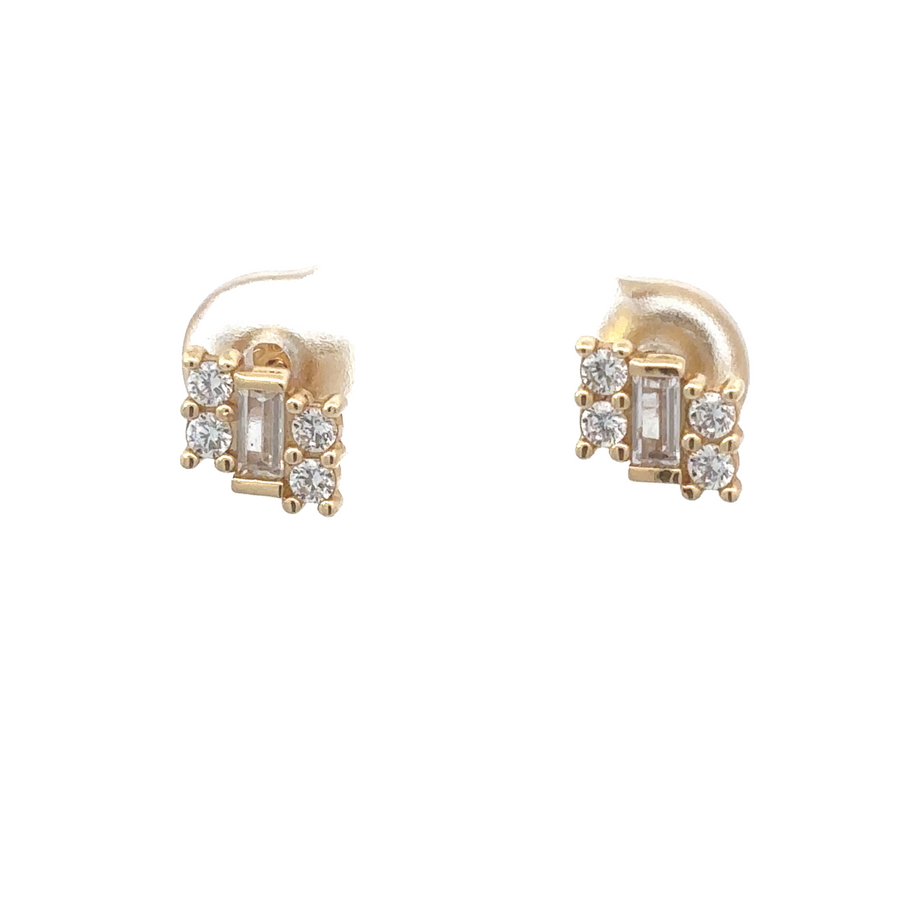 14k gold stud earrings with round CZ stones

