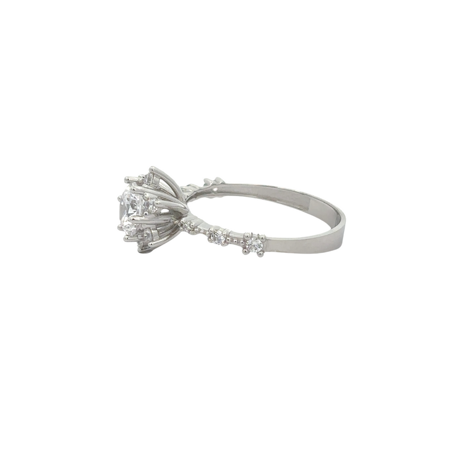 Radiant 14k gold ring with sun design and CZ sparkle