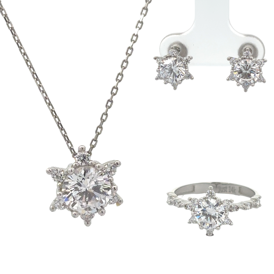 14k gold sun-inspired earrings with cubic zirconia accents