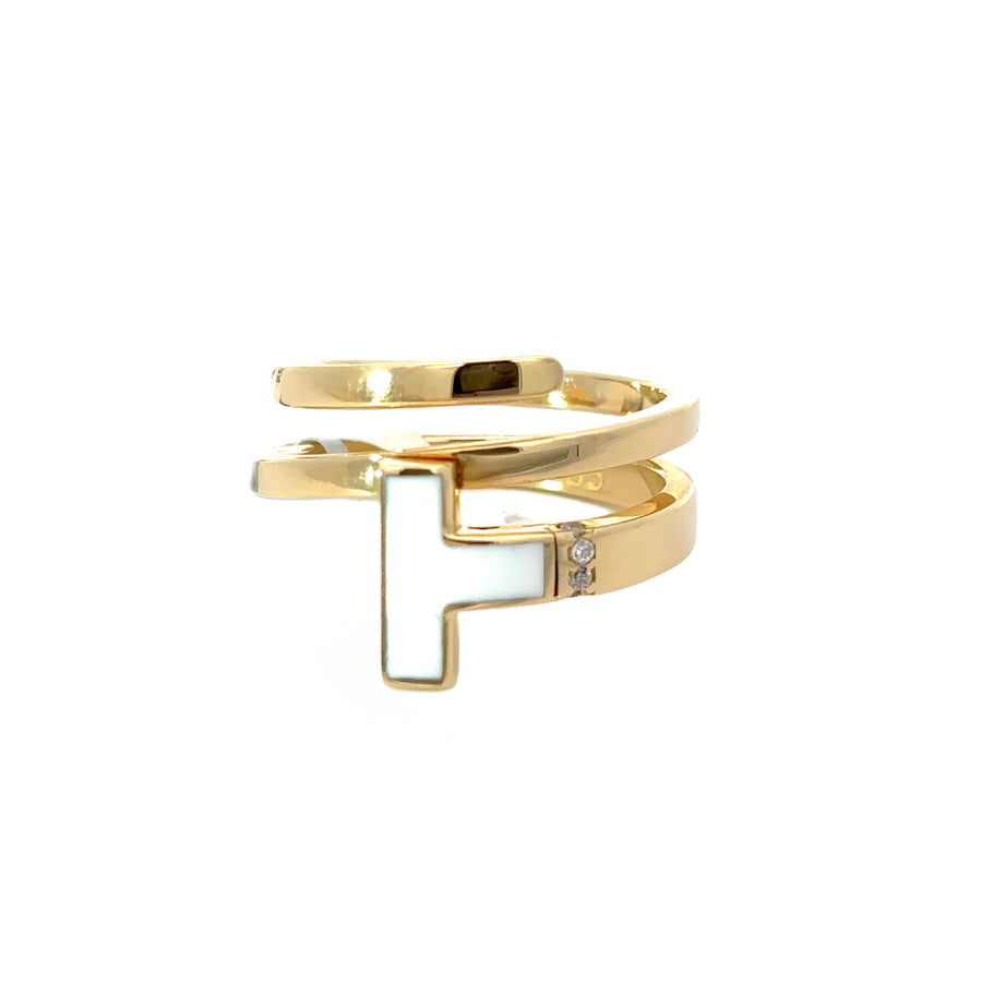 Close-up of Tiffany-inspired white gold rings