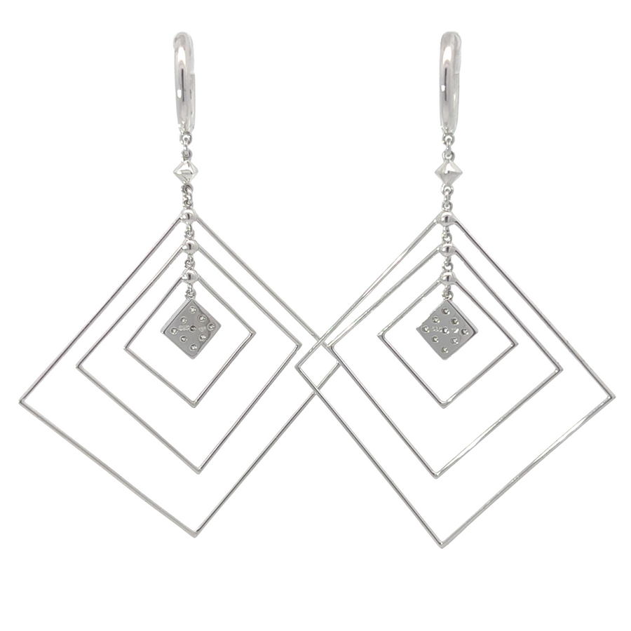 Dangling 14k gold earrings with diamond embellishments
