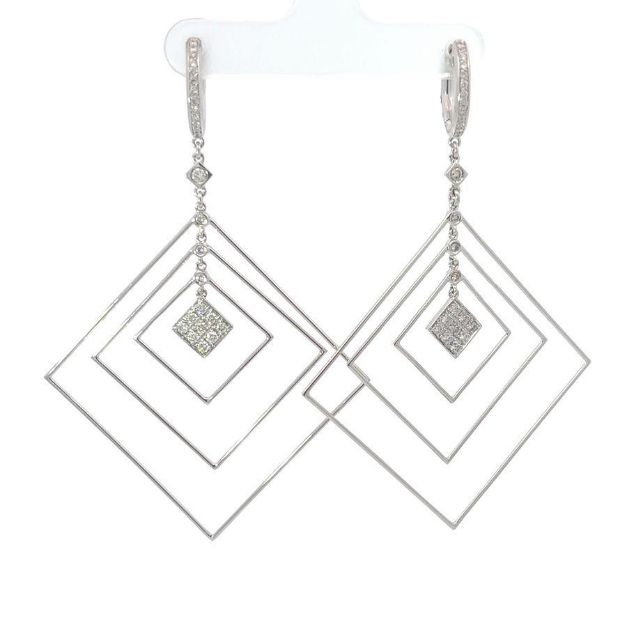 14k gold triangle earrings with sparkling diamond accents