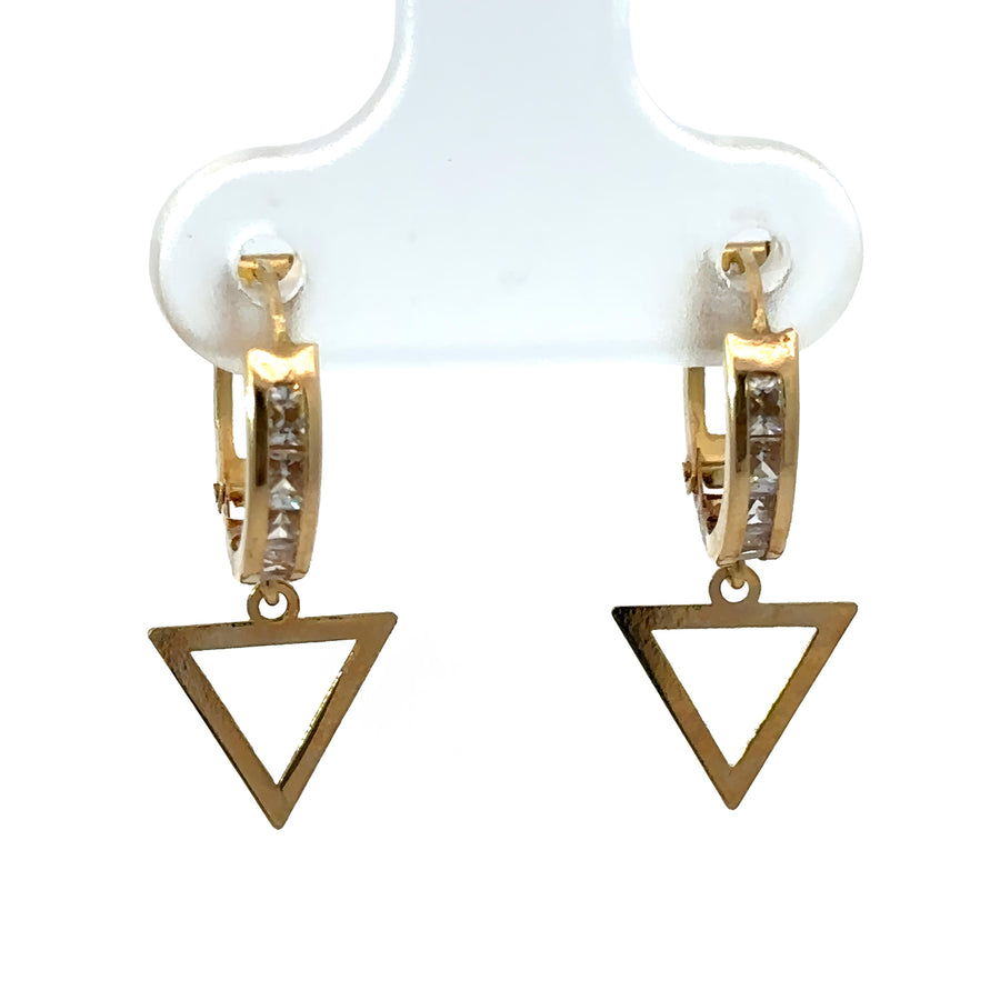 Extra-small gold triangle earrings with secure back
