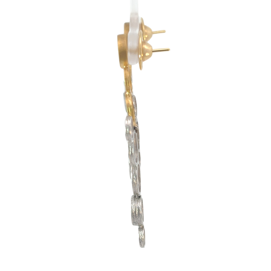 Close-up of diamond accents on two-tone earrings