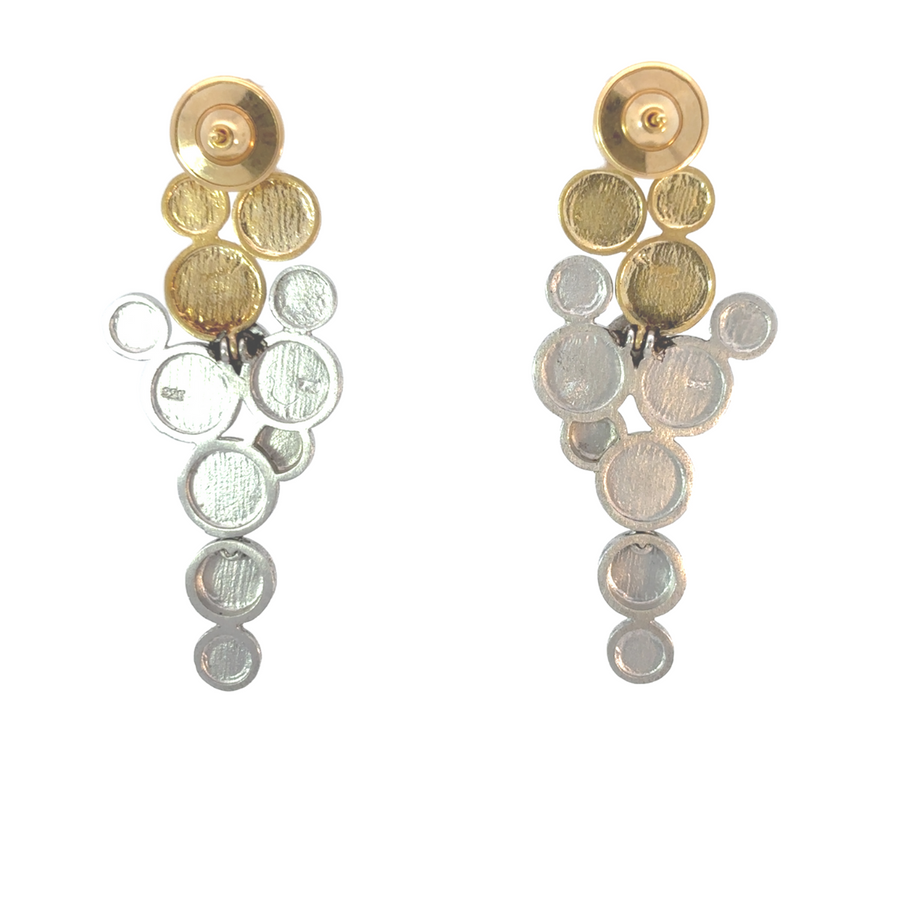 White and yellow gold earrings with modern design