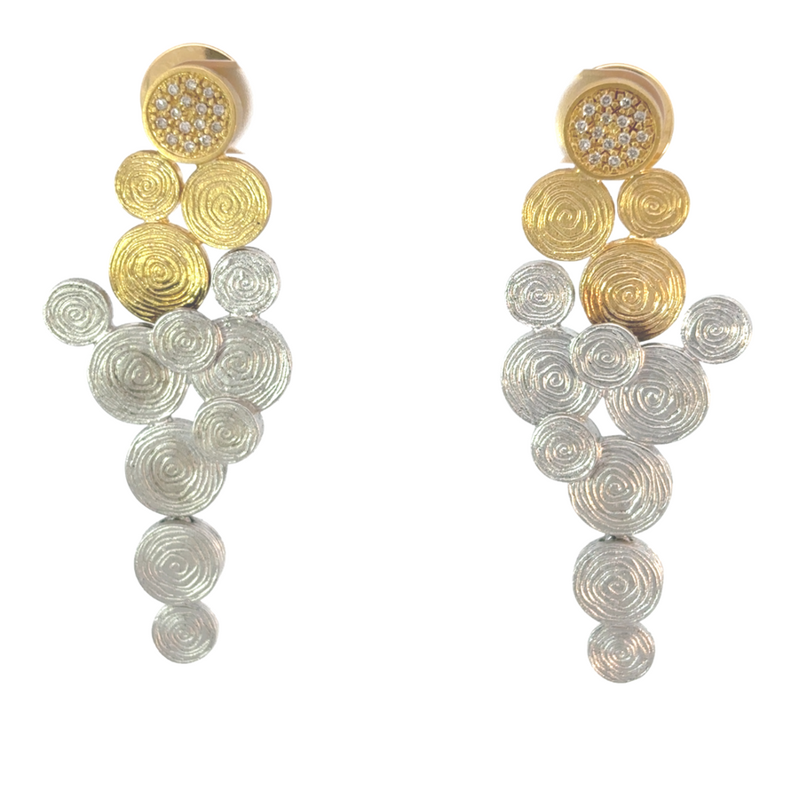 14k gold two-tone diamond earrings front view