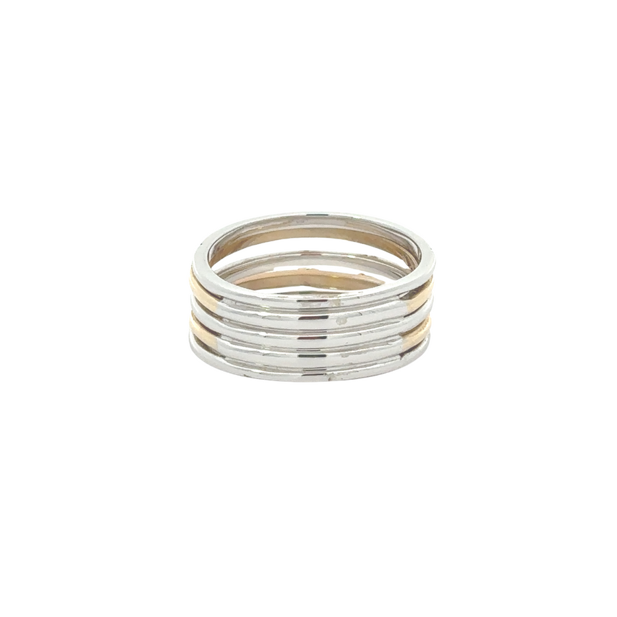 Side view of 14k gold two-tone ring featuring diamond accents