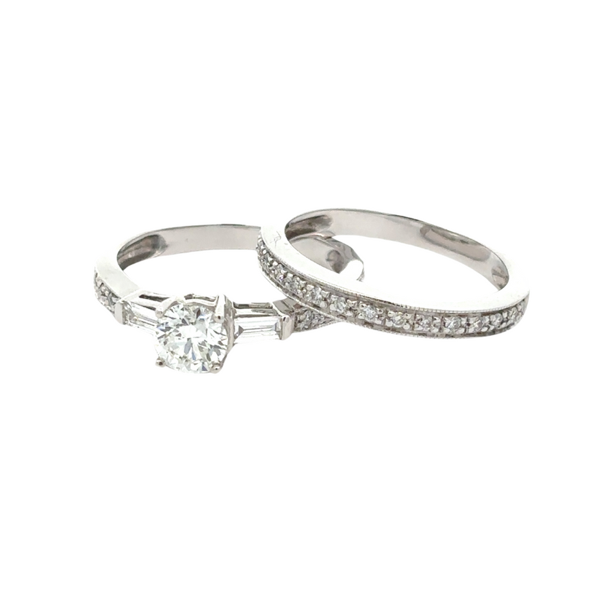 Close-up of 14k white gold ring with sparkling 1 CTs stone