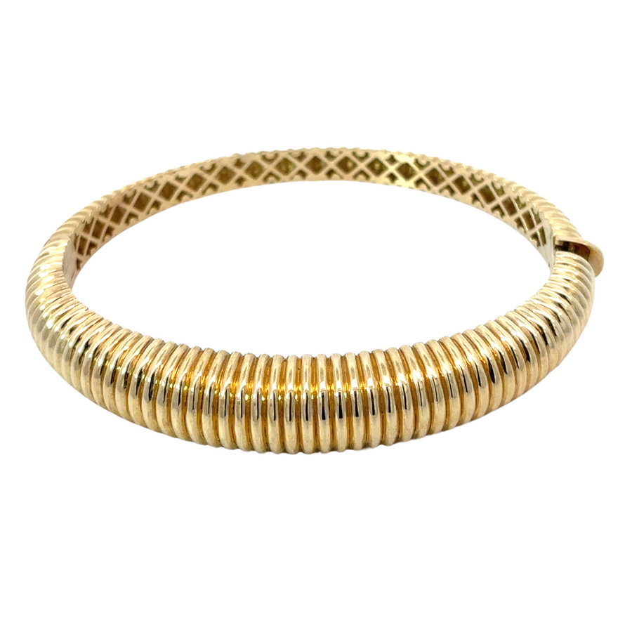 14k gold wide solid bangle for women with modern design