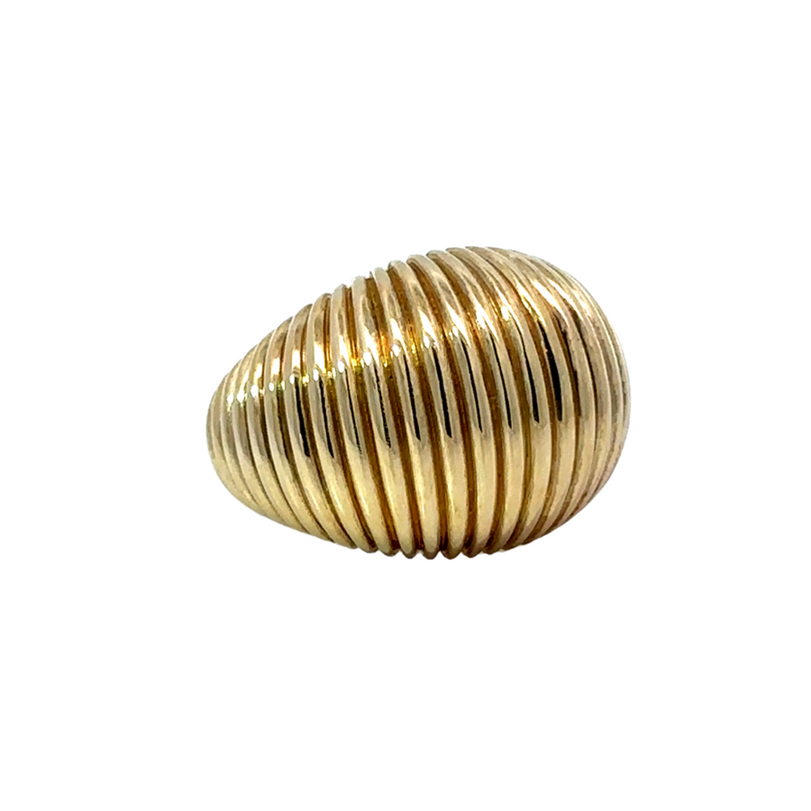 14k Gold Wide Solid Ring with sleek line detail