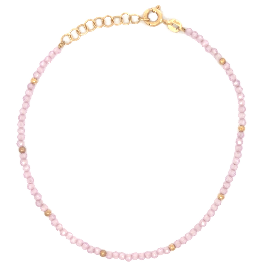 Elegant 14k gold women's bracelet with rose-colored stones, adjustable between 17-19 cm