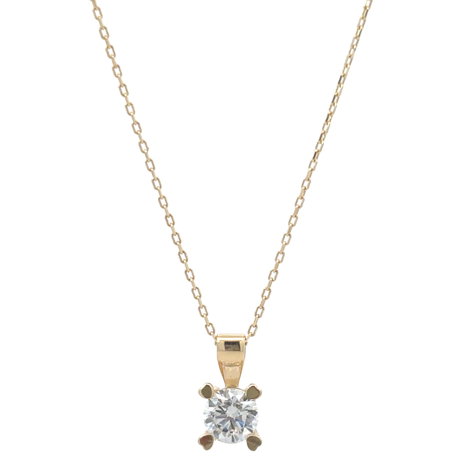 Close-up of adjustable 14k gold necklace chain with clasp detail