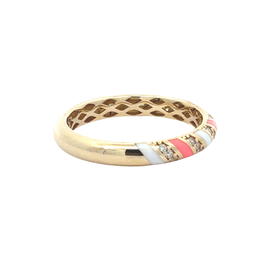 Elegant woman’s hand wearing 14k gold ring on ring finger