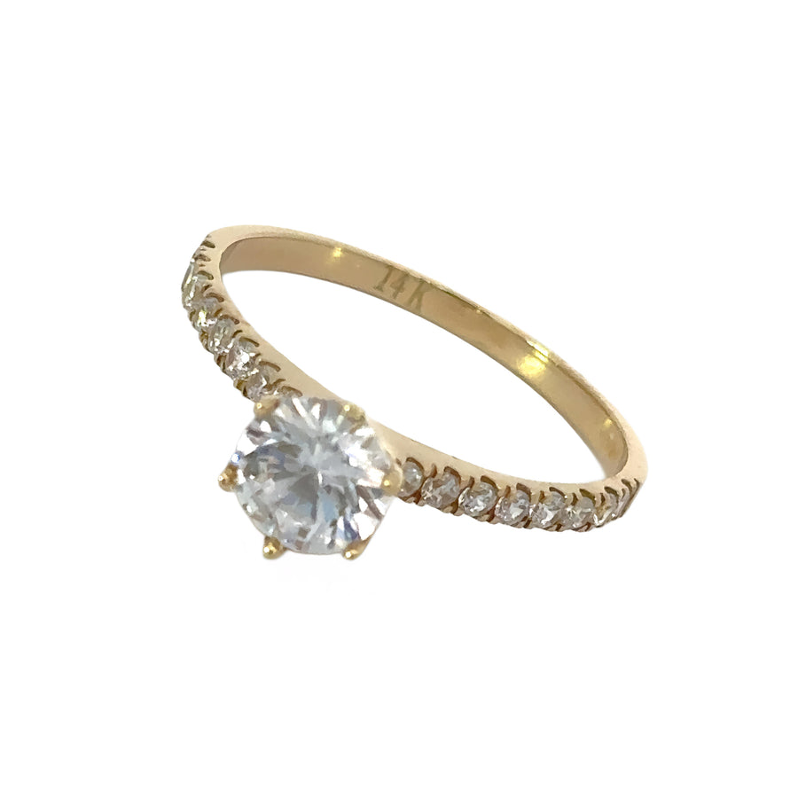 Classic solitaire ring crafted from radiant 14k gold for women