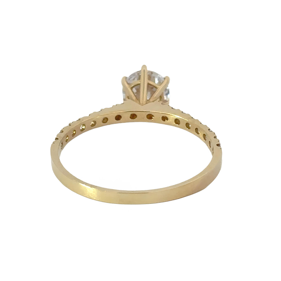 Sparkling solitaire cubic zirconia set in 14k gold ring
