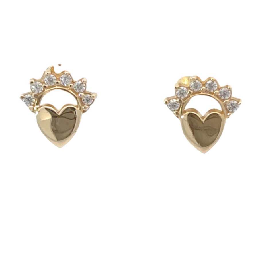 Close-up of 14k gold XS earrings on a white background showcasing minimalist design