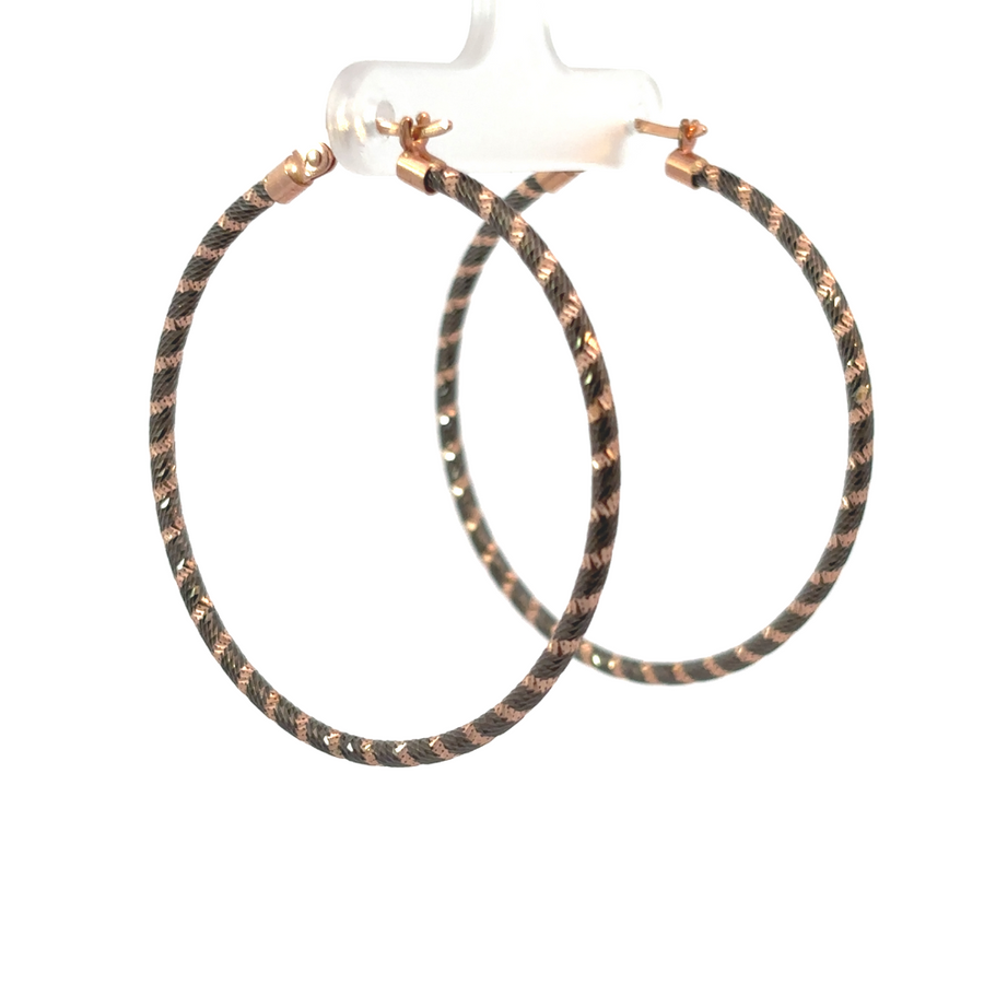 Stylish 40mm earrings with black and gold accents