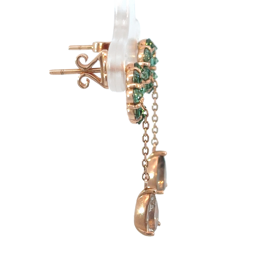 Lightweight 14k rose gold drop earrings with sleek design