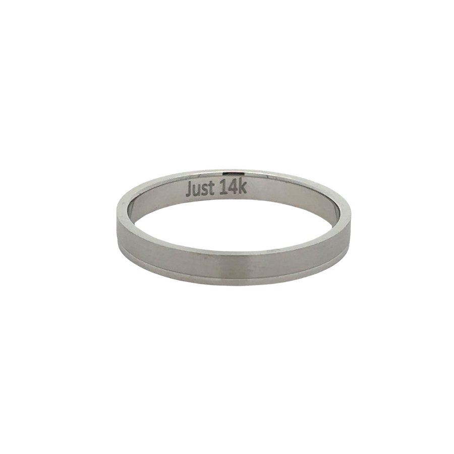 Textured 14k gold men’s ring with line accents