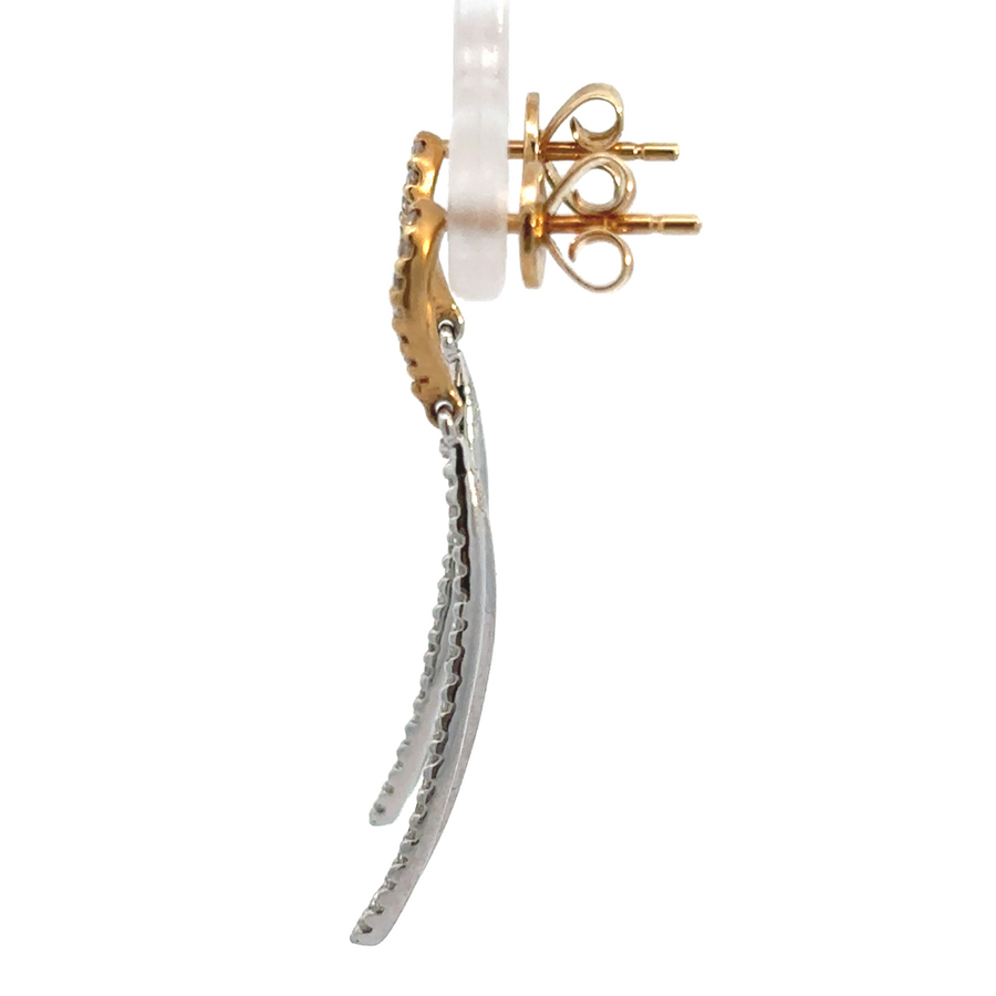 Elegant women’s drop earrings in 14k two-tone gold