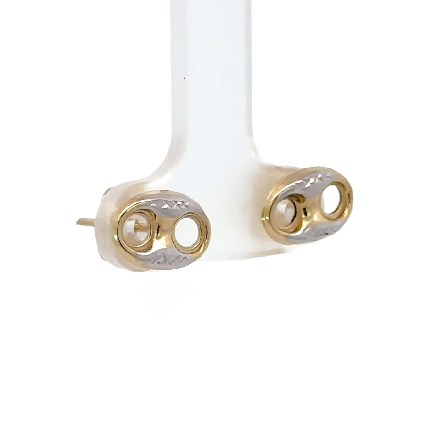 Stylish two-tone earrings made from high-quality 14k gold