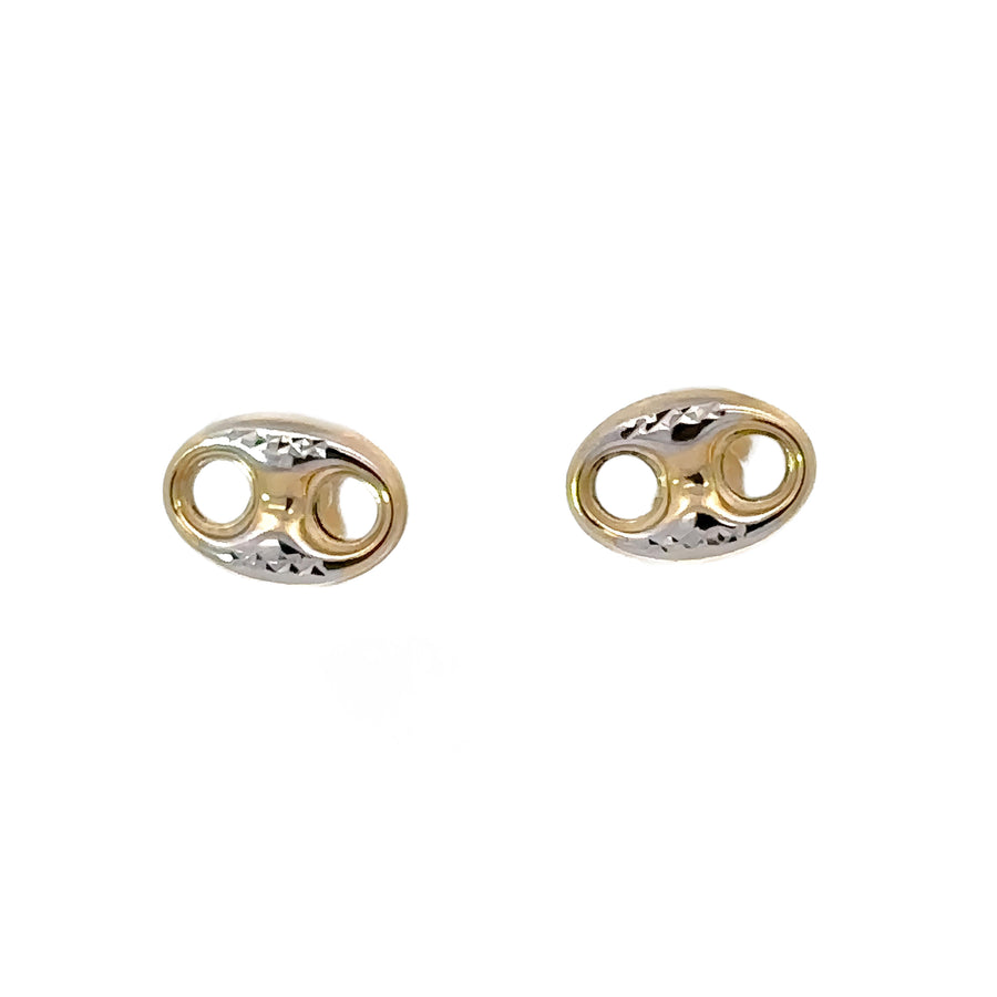 14k two-tone gold earrings with mixed yellow and white gold