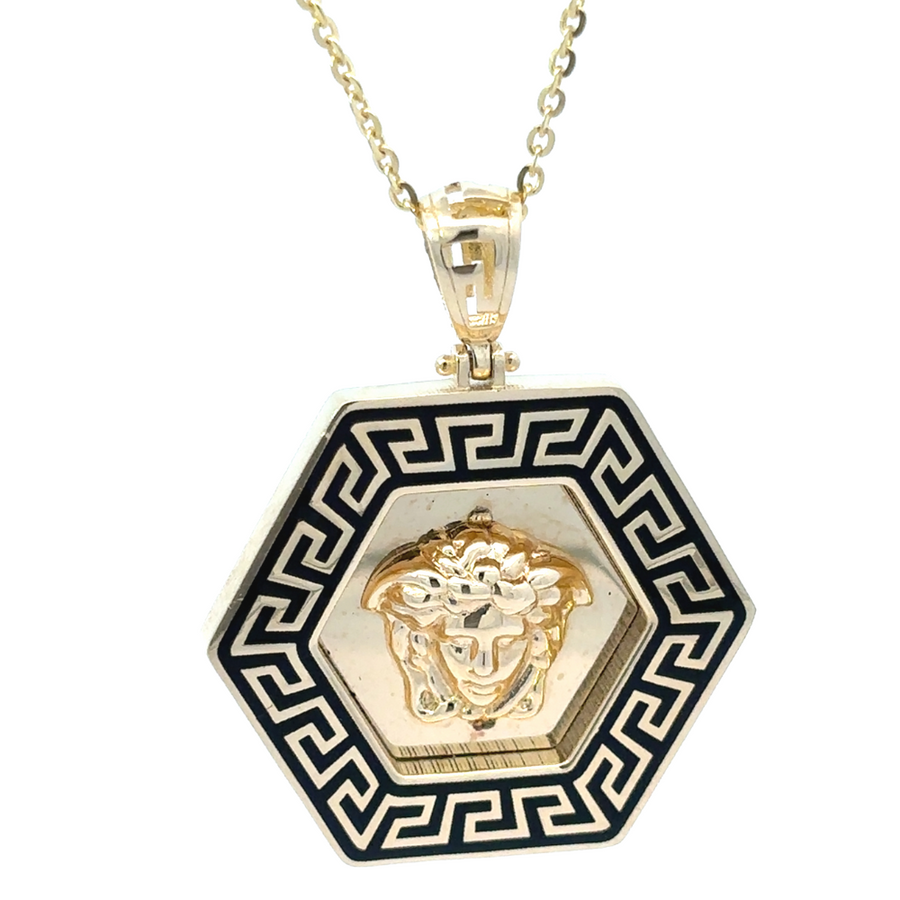 14k two-tone gold pendant for men with medium size design