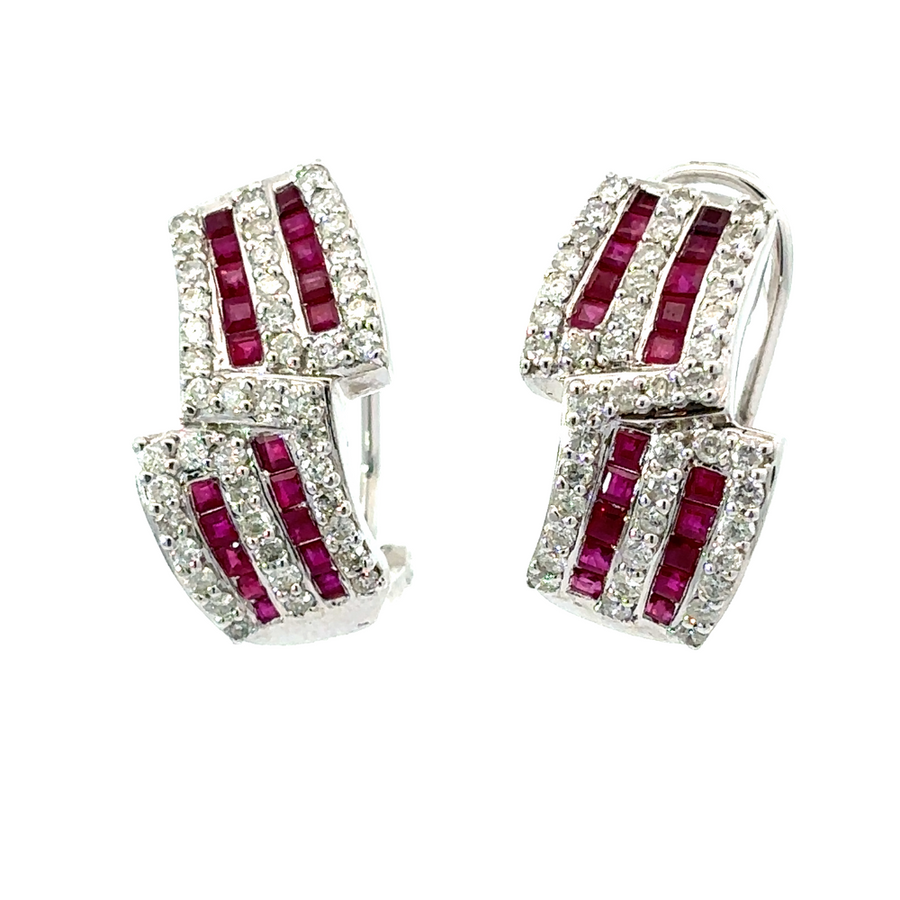 14k white gold earrings with diamond accents for women