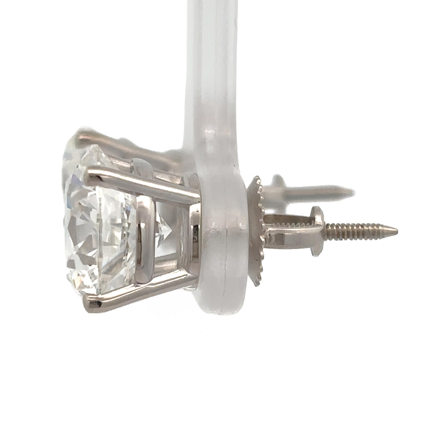 Side profile of earrings showing white gold shine