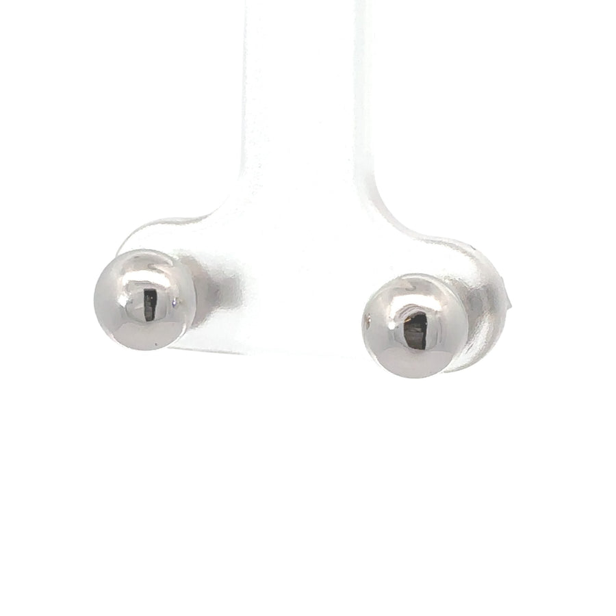 14k white gold medium ball stud earrings on a white background