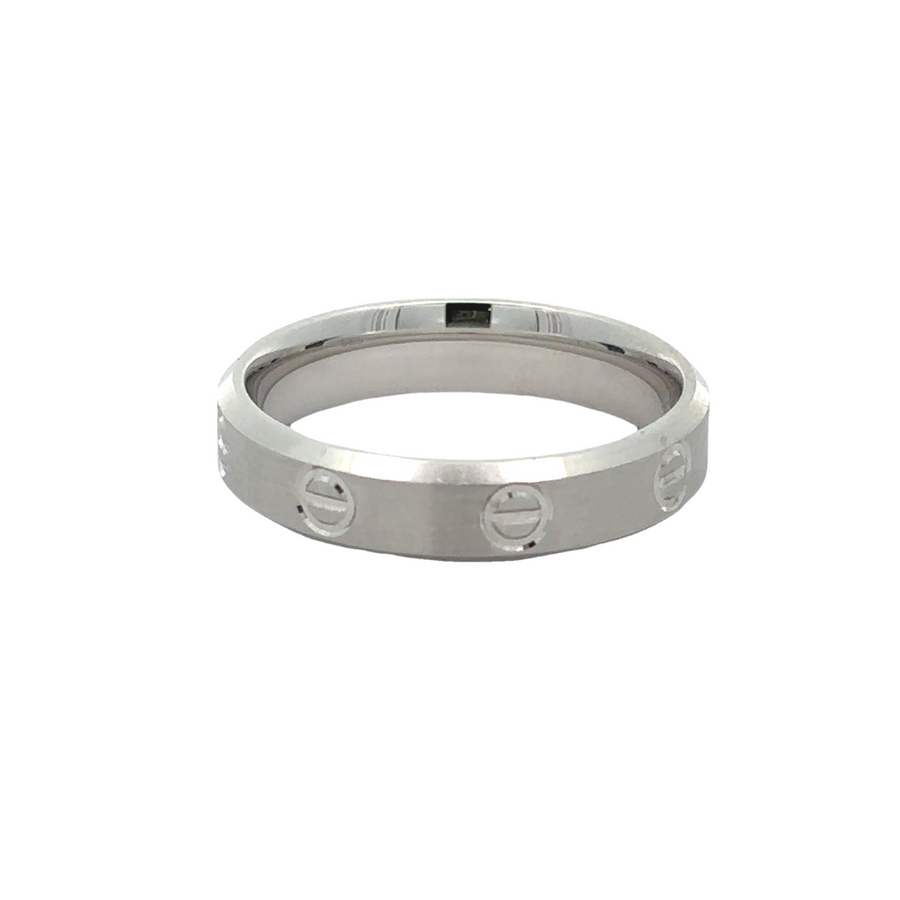14k white gold men’s ring with polished finish