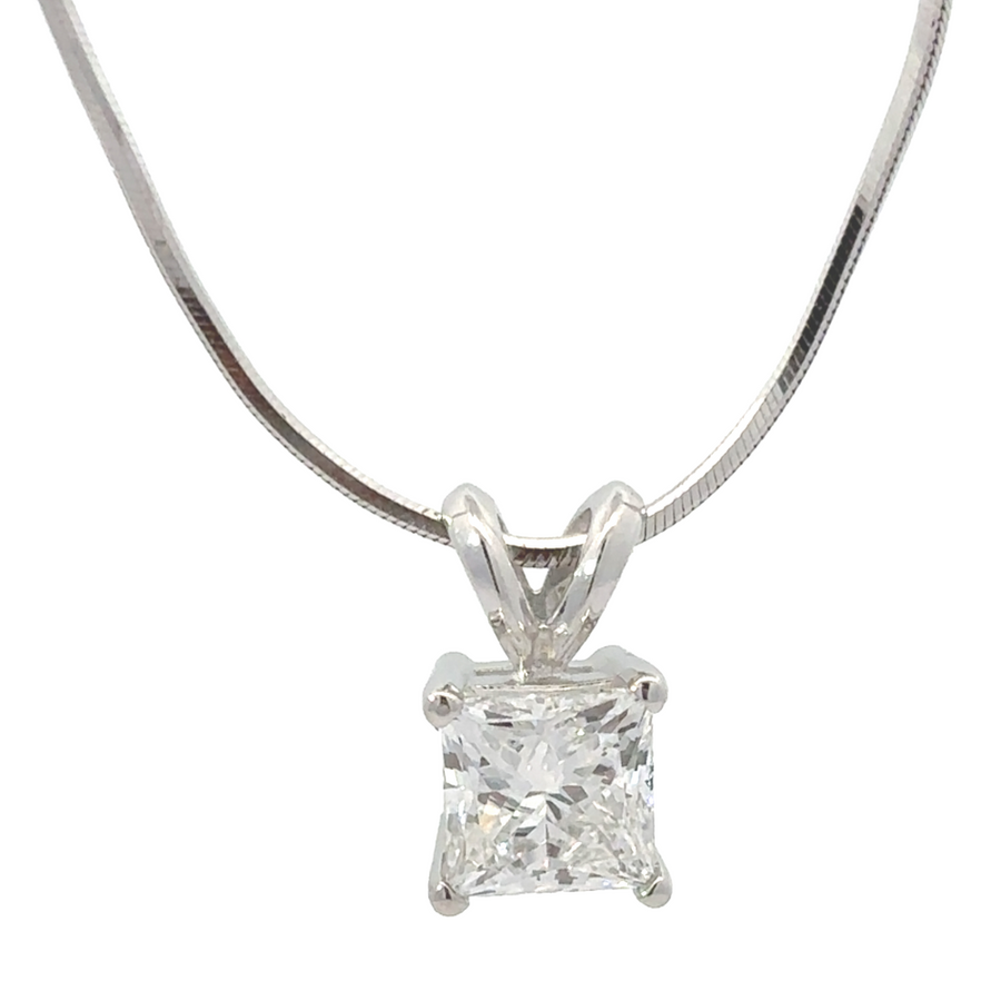 14k white gold pendant with 0.98 CT diamond for women, showcasing timeless elegance