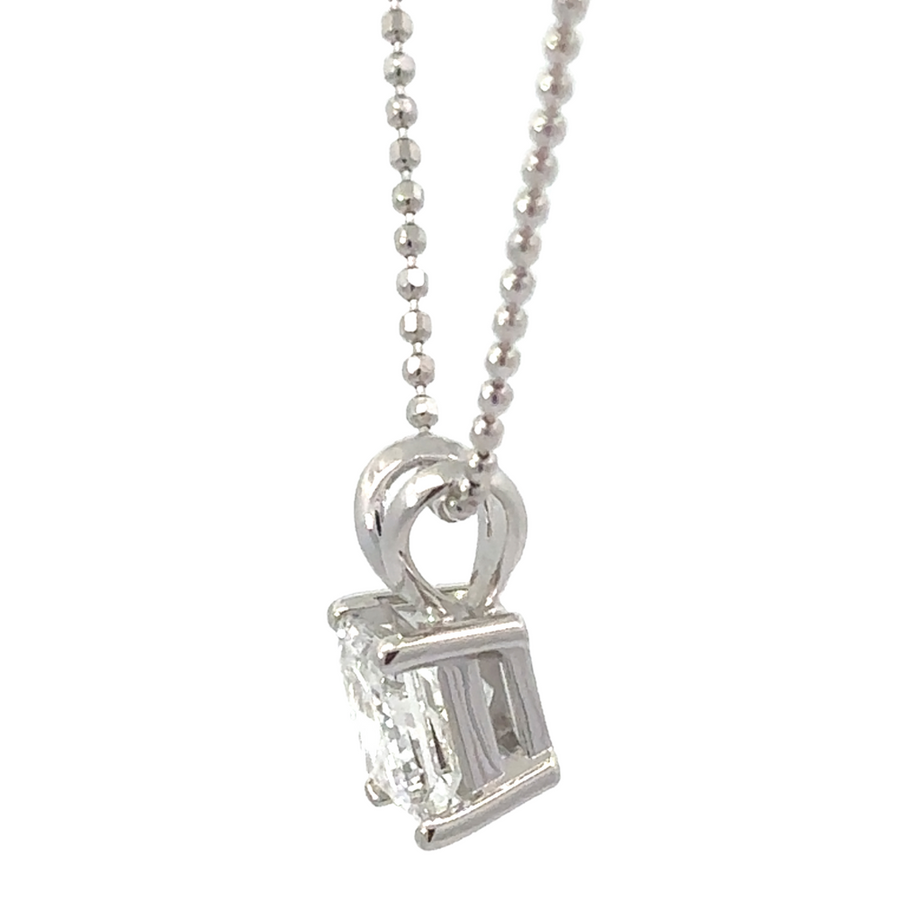 Elegant 14k white gold pendant with 0.98 CT lab-grown diamond, designed for both men and women.
