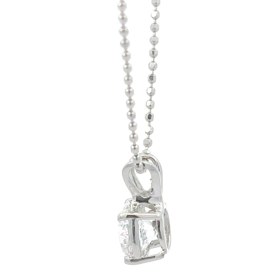 14k white gold pendant with a sparkling 1.00 CT lab diamond, offering timeless elegance.