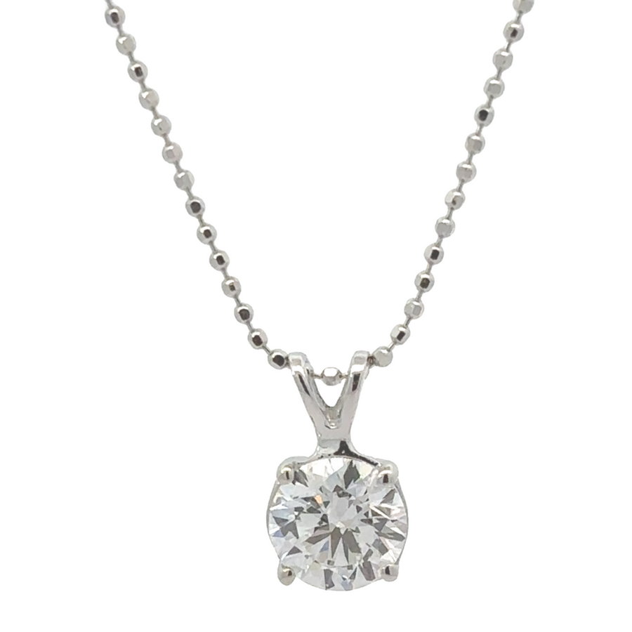 1.00 CT lab diamond pendant in 14k white gold, showcasing brilliance and modern luxury.