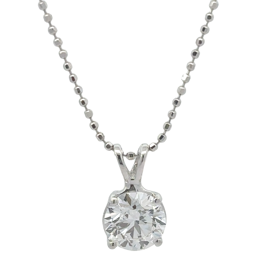 14k white gold pendant with 1.02 CT lab-grown diamond, showcasing timeless elegance and brilliance.