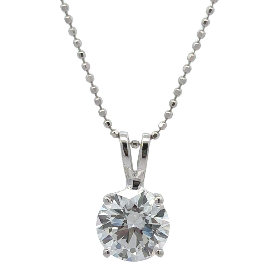 14k white gold pendant with 2.02 CT lab-grown diamond, showcasing elegance and luxury.