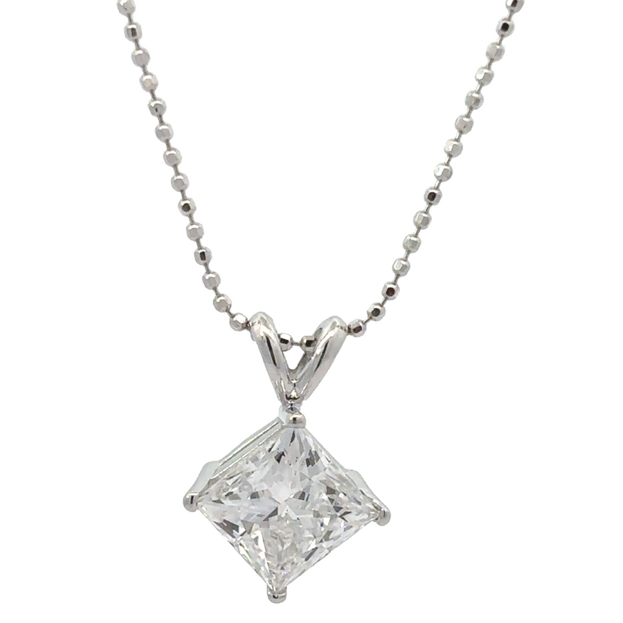14k white gold pendant featuring a 2.09 CT lab-grown diamond, radiating clarity and elegance.