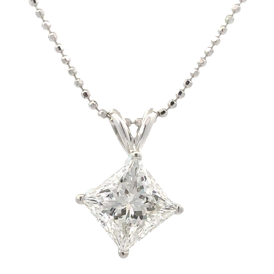 Elegant 14k white gold pendant featuring a 2.10 CTs lab diamond, designed for both men and women