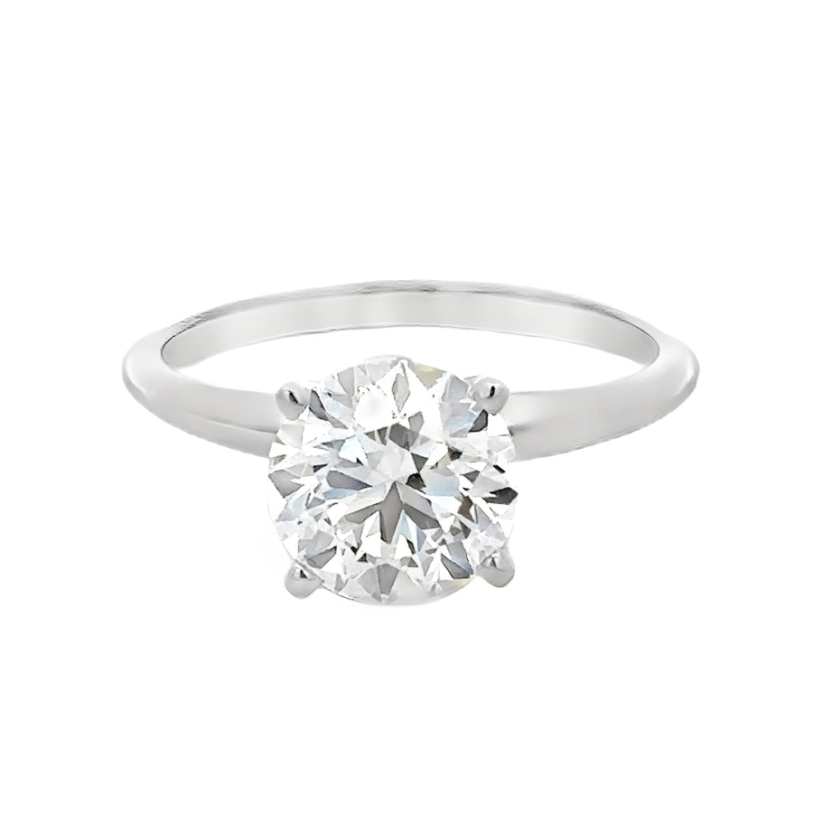 Close-up of large solitaire diamond in white gold ring