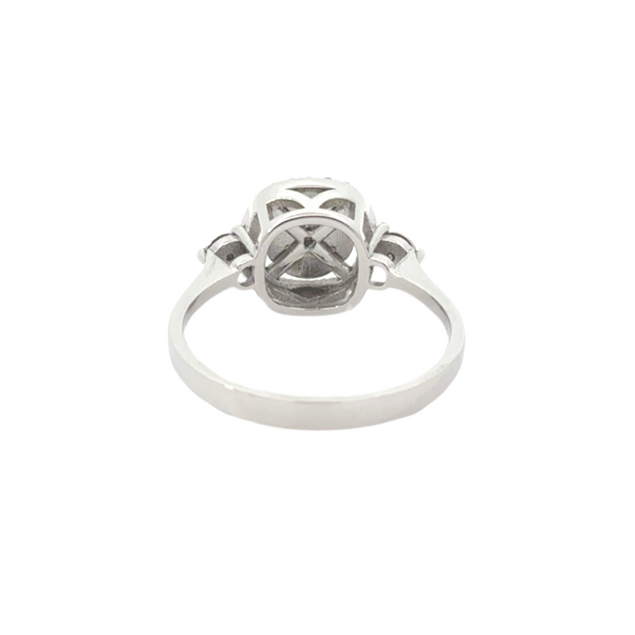 14k white gold diamond ring displayed on model's hand