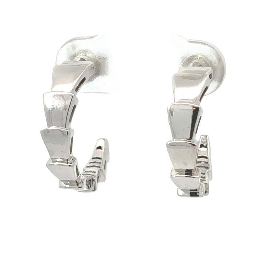 14k White Gold Solid Hoop Earrings with polished finish
