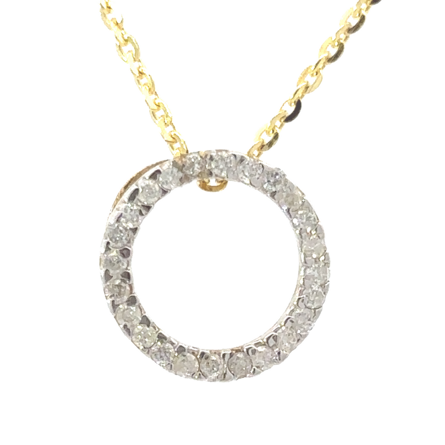 14k yellow gold pendant with 0.25 CT diamonds front view