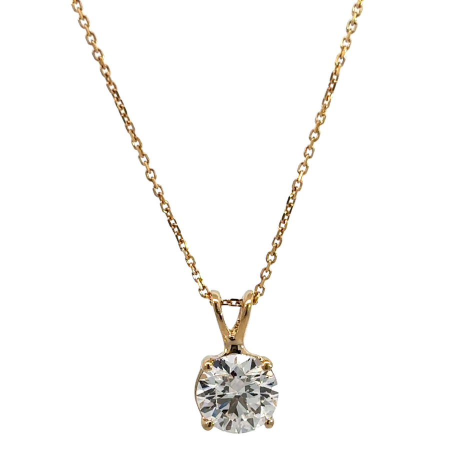 14k yellow gold pendant with a 1.02 CT lab-grown diamond, designed for timeless elegance
