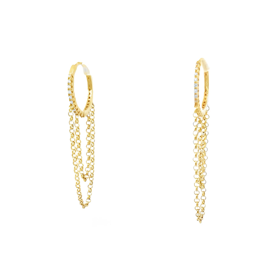 14K Gold Chain Link Hoop Earrings for Women