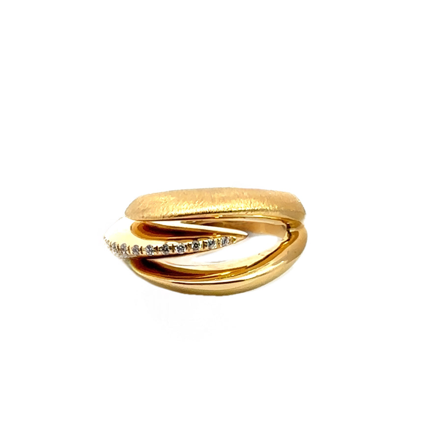 14K Yellow Gold Diamond Accent Intertwining Band Ring - Size 7