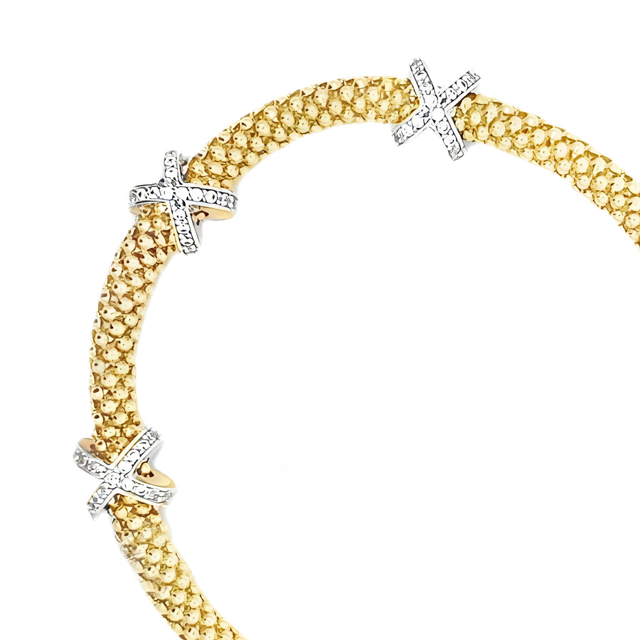 Bracelet Popcorn X with CZ in 14K Gold for Women