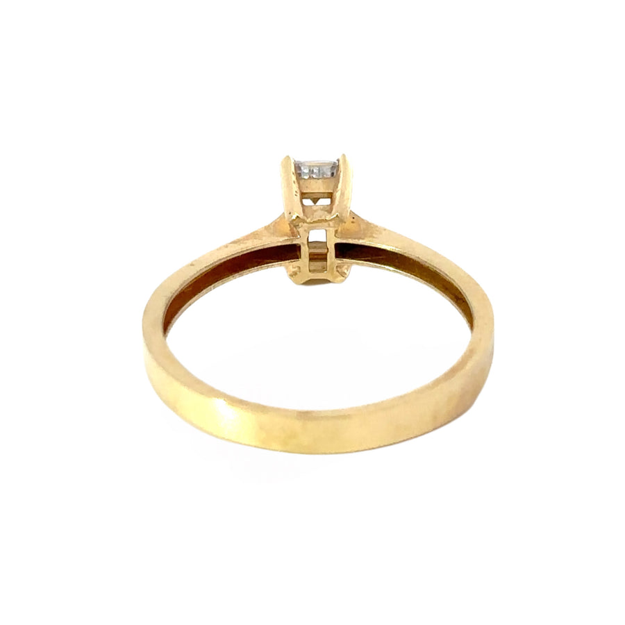 14k Gold Ring with Split Center CZ