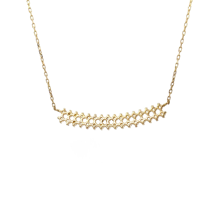 14k Gold Necklace with Center CZ for Women